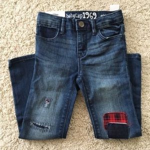 New Gap jeans denim skinny patch patchwork distressed- 4 4t